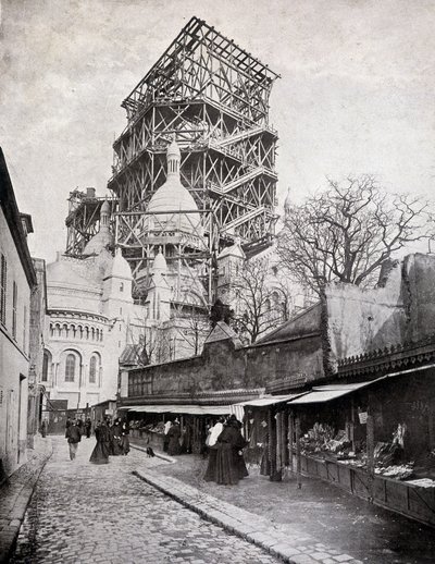 Vendedores de rosarios en la iglesia del Sagrado Corazón en construcción, finales del siglo XIX de French School