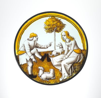 Medallón con Pareja Jugando a la Quintana de French School