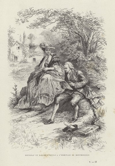 Rousseau y Madame DEpinay en LErmitage de Montmorency de French School