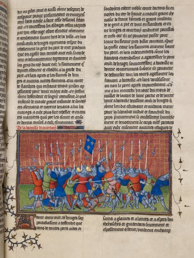 Real 20 C. VII, f.34 La batalla de Courtrai, ilustración de las 