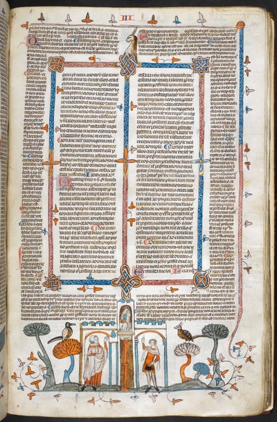 Real MS 10 E IV, f.209r, El pintor y el diablo, de las Decretales de Gregorio IX con glosa de Bernardo de Parma (las "Decretales de Smithfield"), c.1300-40 (vitela) de French School