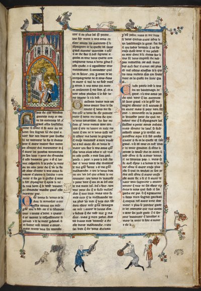 Royal Ms 14 e III f.140r Enrique II de Inglaterra con escriba, ilustración de 