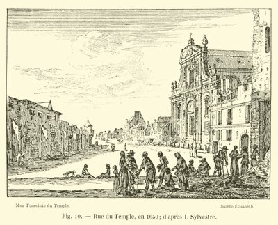 Rue du Temple, en 1650; según I. Sylvestre de French School