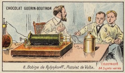 Bobina de Ruhmkorff y pistola eléctrica de Volta de French School