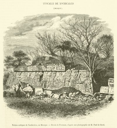 Ruinas aztecas de Xochicalco, en México de French School