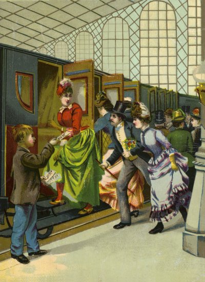 Apresurándose para subir al tren de French School