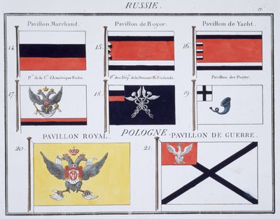 Banderas rusas, de un libro francés de banderas, c.1819 de French School