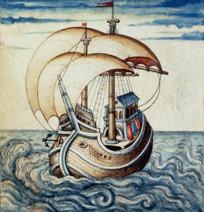 Barco de vela, del Theatre des Vices et Vertus, de Jan van der Noot (c.1539-95) de French School