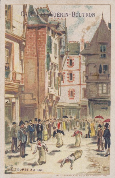 Carrera de sacos en una calle de French School