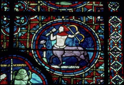 Sagitario, de la Ventana del Zodiaco, siglo XIII de French School