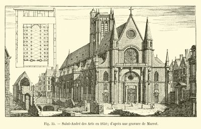 Saint-Andre des Arts en 1650; según un grabado de Marrot de French School