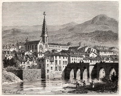 Saint-Antonin-Noble-Val - Languedoc-Roussillon-Midi-Pyrénées - grabado en “France illustrée: géographie, histoire, administración statistique” por V.A. Malt-Brown. 1884 de French School