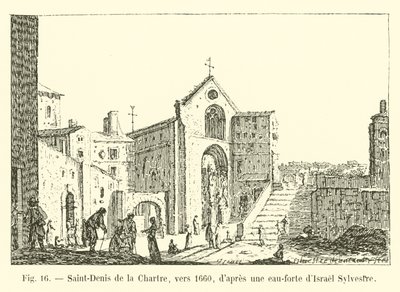 Saint-Denis de la Chartre, hacia 1660, según un aguafuerte de Israel Sylvestre de French School