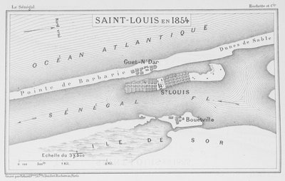 Saint-Louis en 1854, ilustración de "Le Senegal...", por Louis Leon Faidherbe, 1854 de French School