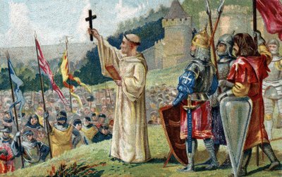 San Bernardo de Claraval (San Bernardo di Chiaravalle) predicando la Segunda Cruzada en presencia del rey Luis VII y la reina Alienor de Aquitania y el abad Suger, en Vézelay en Borgoña el 31 de marzo de 1146. (San Bernardo predicando la Segunda Cruzada en de French School