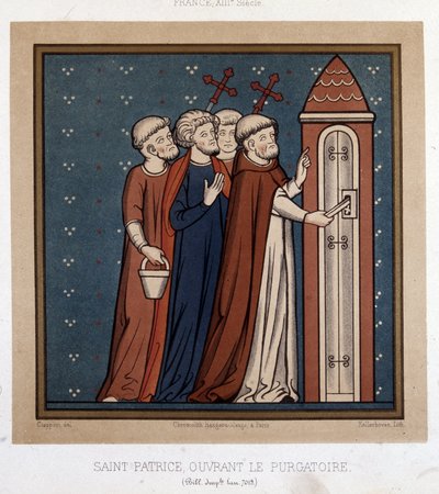 San Patricio (o Patrick), abriendo el purgatorio - Patricio de Irlanda - San Patricio - Apóstol de Irlanda - de French School