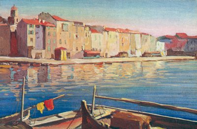 Saint Tropez: Vista del Quai Suffren (litografía en color) de French School