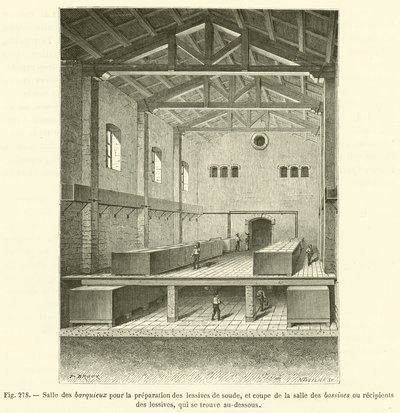Sala de barquillos para la preparación de lejías de sosa, y corte de la sala de las tinas de French School
