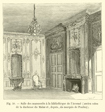 Sala de manuscritos en la biblioteca del Arsenal, antiguo salón de la duquesa de Maine y, después, del marqués de Paulmy de French School