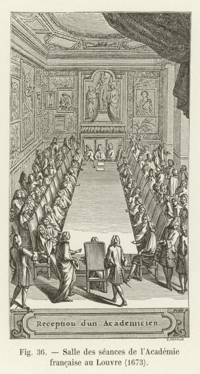 Sala de sesiones de la Academia Francesa en el Louvre, 1673 de French School