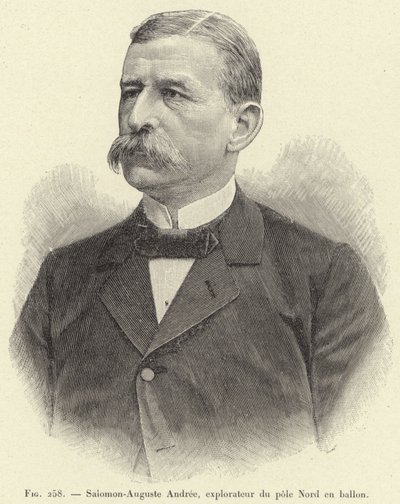 Salomon-Auguste Andree, explorador del polo Norte en globo de French School