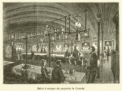 Comedor del transatlántico Canadá (grabado) de French School