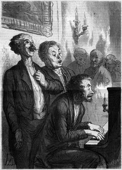 Cantantes de salón. Caricatura de Honoré Daumier. Grabado en "Le Monde Illustré" n°290 del 1 de noviembre de 1862. de French School