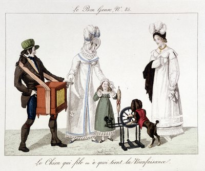 Saltimbanquis: El perro que corre o "lo que es caritativo" - en "El buen tipo", principios del siglo XIX de French School