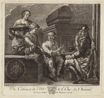 Representación satírica del gabinete del Duque de Choiseul de French School