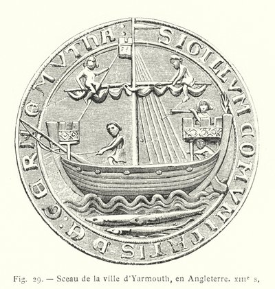 Sello de la ciudad de Yarmouth, en Inglaterra, siglo XIII de French School