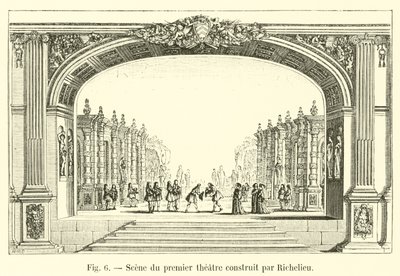 Escena del primer teatro construido por Richelieu de French School