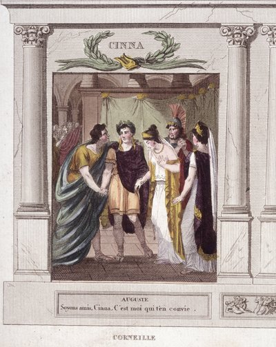 Escena y diálogo de Augusto a Cinna en "Cinna o la clemencia de Augusto", tragedia de Corneille de French School