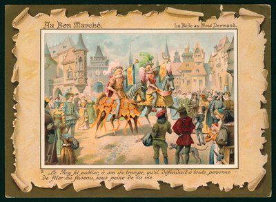 Escena de la Bella Durmiente (cromolito) de French School