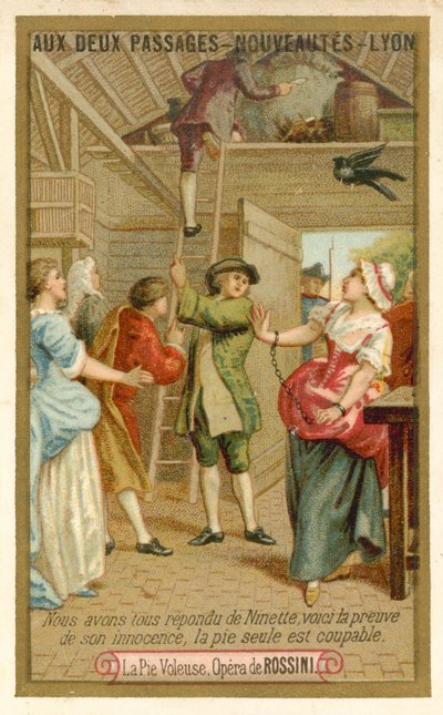 Escena de La gazza ladra, ópera de Gioachino Rossini de French School