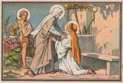 Escena de la vida de Jesús (grabado coloreado) de French School