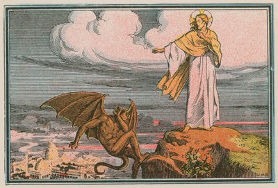 Escena de la vida de Jesús (grabado coloreado) de French School