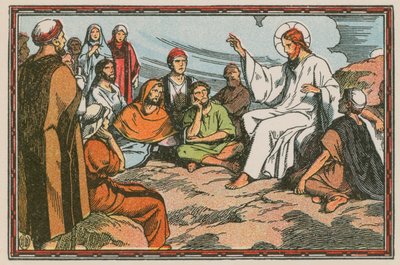 Escena de la vida de Jesús (grabado coloreado) de French School