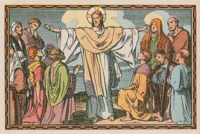 Escena de la vida de Jesús (grabado coloreado) de French School