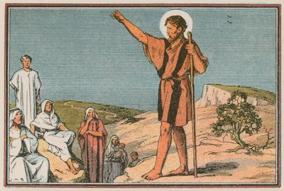 Escena de la vida de Jesús (grabado coloreado) de French School