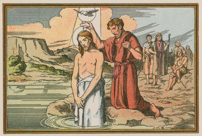 Escena de la vida de Jesús (grabado coloreado) de French School
