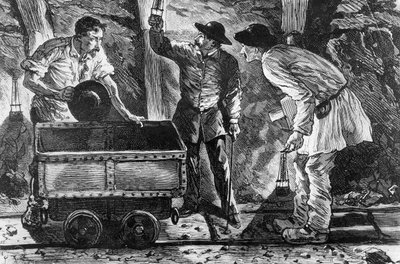Escena en una mina de carbón, ilustración de Germinal por Emile Zola (1840-1902), 1886 de French School