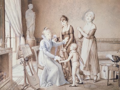 Escena de vida familiar, principios del siglo XIX de French School