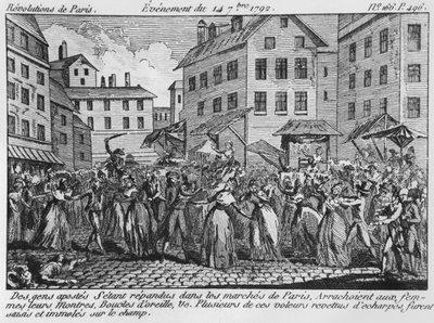 Escena de saqueo en París, 14 de septiembre de 1792 de French School
