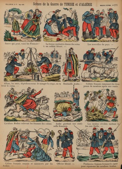 Escenas de las guerras coloniales francesas en Argelia y Túnez de French School