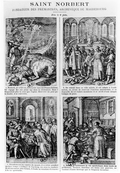 Escenas de la vida de San Norberto, fundador de la orden de canónigos regulares premonstratenses de French School