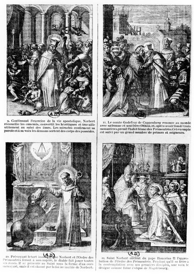 Escenas de la vida de San Norberto, fundador de la orden de canónigos regulares premonstratenses de French School
