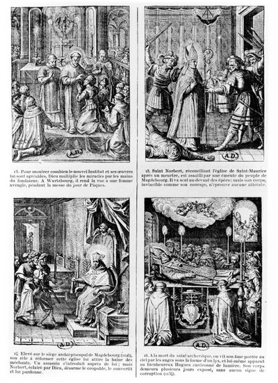 Escenas de la vida de San Norberto, fundador de la orden de canónigos regulares premonstratenses de French School