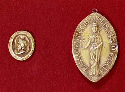 Sellos pertenecientes al Emperador Carlomagno (742-814) y la Reina Isabel de Hainaut (1170-c.1190) de French School