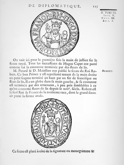 Sellos de Hugo Capeto (c.941-996) y Roberto II (c.970-1031) el Piadoso de French School