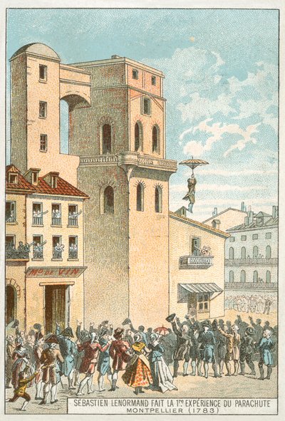 Sebastien Lenormand haciendo el primer descenso en paracaídas, Montpellier de French School